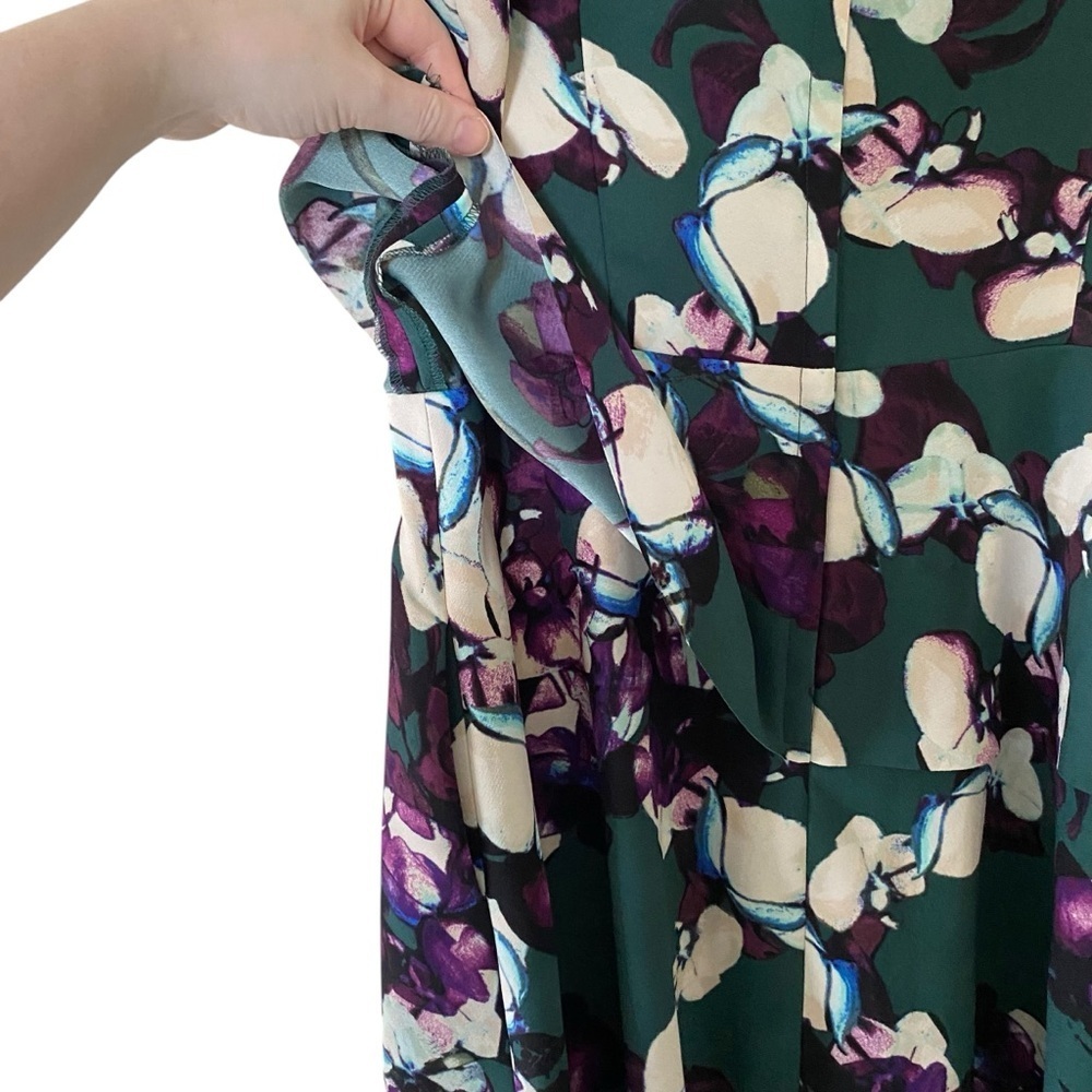 Banana Republic Sleeveless Double Layered Floral Peplum Mini Dress green 10 - Picture 8 of 14